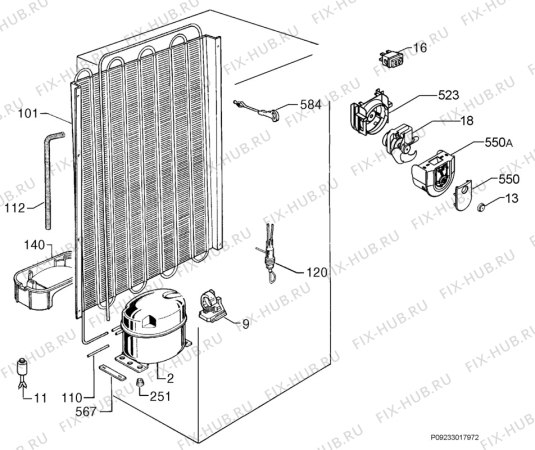 Взрыв-схема холодильника Electrolux ERA39395W8 - Схема узла Cooling system 017